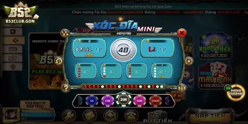 Xóc đĩa mini B52 đầy thú vị